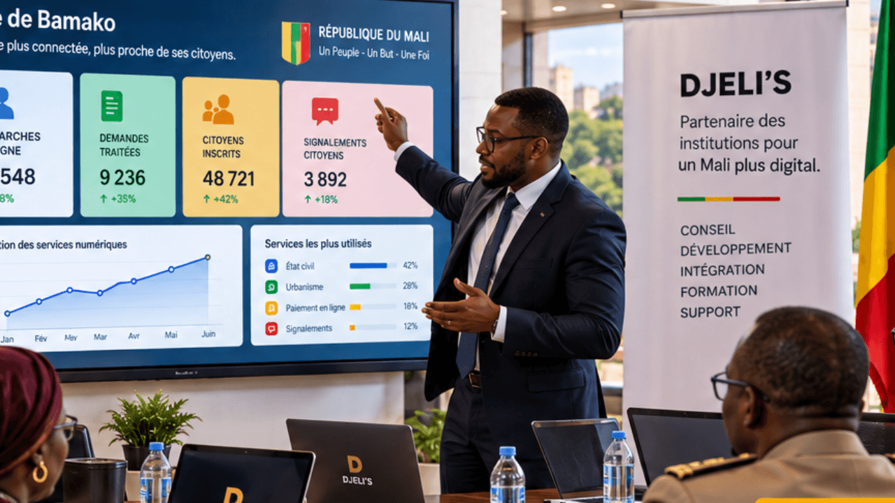 Équipe DJELI'S en réunion de travail avec des représentants institutionnels