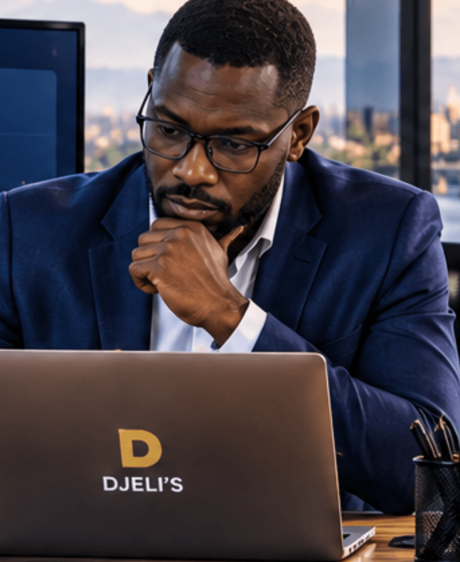Entrepreneur dans son bureau de PME à Bamako